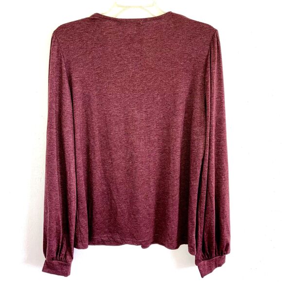 AGNES URBAN sz L Burgundy Red Purple Cordovan Smooth Knit Travel Long Sleeve Top - Picture 3 of 4